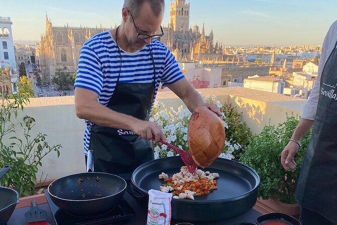 Sevilla: Rooftop Paella Cooking Class & 30-minute expert Q&A - Your Chef and the Way He Teaches Paella