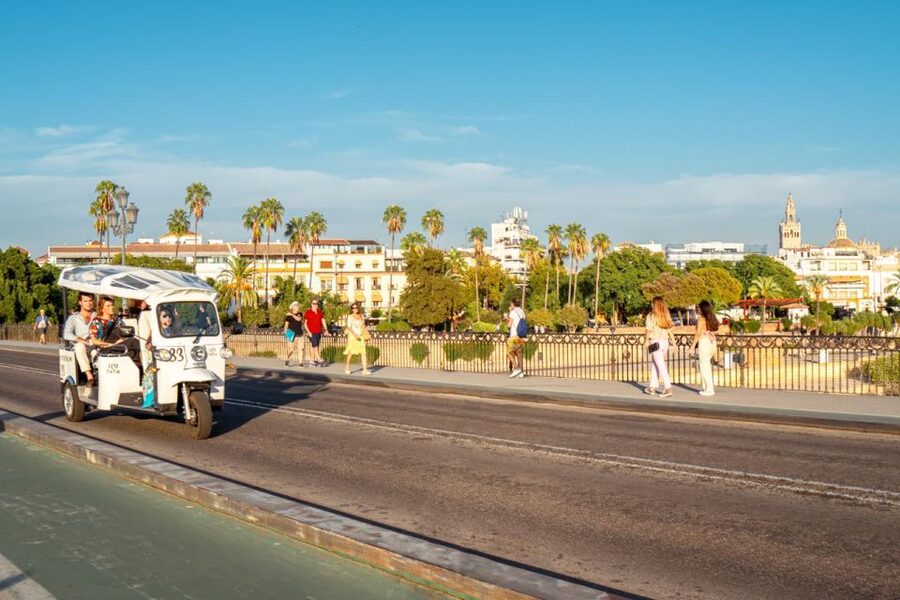 Seville: Private City Tour by Eco Tuk Tuk - Puente de Isabel II and Triana: start with river views that feel like Seville