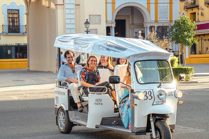Tour Welcome Seville with Local Guide in Eco Tuk Tuk Private - San Telmo Palace and the Royal Tobacco Factory: baroque and industrial power